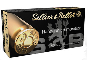 Sellier & Bellot SB45A Handgun 45ACP 230gr Full Metal Jacket 50 Per Box/20 Case