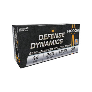 Fiocchi Defense Dynamics High Velocity Centerfire Ammunition, 44 Rem Mag, Jacketed Hollow Point, 240 Grain - 50 Cartridge Box ( 50 / 1 )