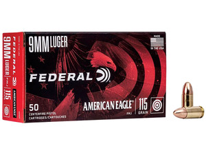 Federal AE9DP American Eagle Handgun 9mmLuger 115gr Full Metal Jacket 50 Per Box/20 Case