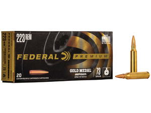 Federal GM223BH73 Premium Gold Medal 223Rem 73gr Berger Open Tip Match 20 Per Box/10 Case