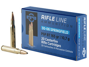 PPU PP30062 Standard Rifle 30-06Springfield 165gr Pointed Soft Point Boat Tail 20 Per Box/10 Case