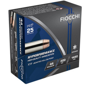 Fiocchi Hyperformance Hyper Velocity Centerfire Ammunition, 44 Rem Mag, Hornady XTP Hollow Point, 200 Grain - 25 Cartridge Box ( 25 / 1 )