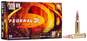 Federal Fusion Hyper Velocity Centerfire Ammunition, 308 Winchester, Bonded Soft Point, 180 Grain - 20 Cartridge Box ( 20 / 1 )
