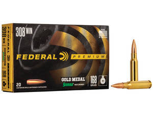 Federal GM308M Premium Gold Medal 308Win 168gr Sierra MatchKing BTHP 20 Per Box/10 Case