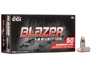 CCI 3509 Blazer Handgun 9mmLuger 115gr Full Metal Jacket 50 Per Box/20 Case