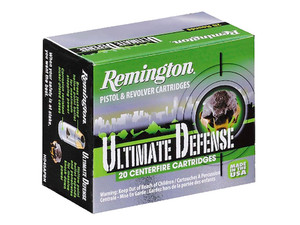 Remington Ammunition 28957 Ultimate Defense Full Size Handgun 40S&W 165gr Brass Jacketed Hollow Point 20 Per Box/25 Case