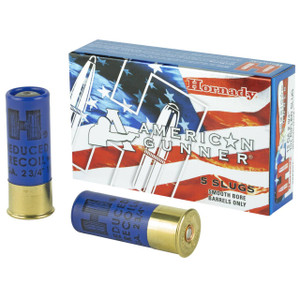 Hornady American Gunner 12 Gauge Shotshell Ammunition, 2 3/4 in, 1300 fps, 1 oz, Slug - 5 Cartridge Box ( 5 / 1 )