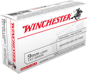 Winchester USA White Box Subsonic Centerfire Ammunition, 9mm Luger, Jacketed Hollow Point, 147 Grain - 50 Cartridge Box ( 50 / 1 )