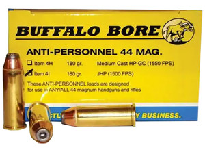 Buffalo Bore Ammunition 4I20 Anti-Personnel Strictly Business 44Rem Mag 180gr Jacketed Hollow Point 20 Per Box/12 Case