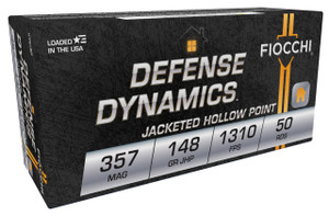 Fiocchi Defense Dynamics High Velocity Centerfire Ammunition, 357 Magnum, Jacketed Hollow Point, 148 Grain - 50 Cartridge Box ( 50 / 1 )