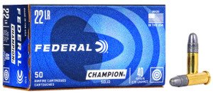Federal Champion High Velocity Rimfire Ammunition, 22 LR, Lead Round Nose, 40 Grain - 50 Cartridge Box ( 50 / 1 )