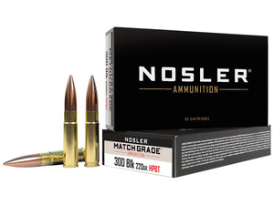 Nosler 51275 Match Grade 300Blackout 220gr Custom Competition Hollow Point Boat Tail 20 Per Box/20 Case