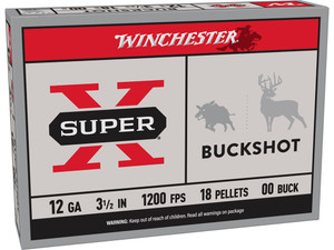 Winchester Ammo XB12L00 Super X 12Gauge 3.50" 18Pellets 00Buck Shot 5 Per Box/50 Case
