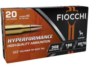 Fiocchi Hyperformance Hunt Hyper Velocity Centerfire Ammunition, 308 Winchester, Super Shock Tip, 180 Grain - 20 Cartridge Box ( 20 / 1 )