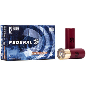 Federal Power-Shok 12 Gauge Shotshell Ammunition, 2 3/4 Inch, 1325 FPS, 8 Pellet, #000 Buck - 5 Cartridge Box ( 5 / 1 )