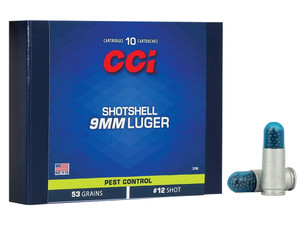 CCI 3790 Pest Control Shotshell 9mmLuger 53gr #12Shot 10 Per Box/20 Case