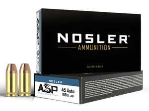Nosler 51271 Assured Stopping Power Handgun 45ACP 185gr Jacketed Hollow Point 50 Per Box/10 Case
