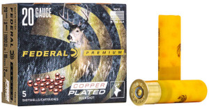 Federal Buck Copper Plated 20 Gauge Shotshell Ammunition, 3 Inch, 1100 FPS, 1 1/4 Ounce, #2 Shot - 5 Cartridge Box ( 5 / 1 )