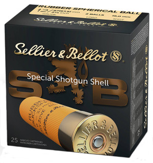 Sellier & Bellot Rubber Spherical Ball 12 Gauge Shotshell Ammunition, 2 3/4 Inch, 919 FPS, 1 7/8 Ounce, #8 Shot - 25 Cartridge Box ( 25 / 1 )