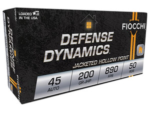 Fiocchi 45B500 Defense Dynamics 45ACP 200gr Jacketed Hollow Point 50 Per Box/10 Case