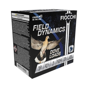 Fiocchi Field Dynamics High Velocity 12 Gauge Shotshell Ammunition, 2 3/4 Inch, 1250 FPS, 1 Ounce, #7 1/2 Shot - 25 Cartridge Box ( 25 / 1 )