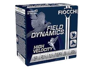 Fiocchi 12HV5 Field Dynamics High Velocity 12Gauge 2.75" 1 1/4oz 5Shot 25 Per Box/10 Case