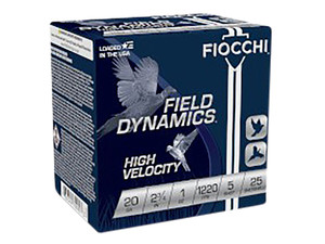 Fiocchi 20HV5 Field Dynamics High Velocity 20Gauge 2.75" 1oz 5Shot 25 Per Box/10 Case