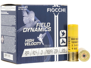 Fiocchi 20HV75 Field Dynamics High Velocity 20Gauge 2.75" 1oz 7.5Shot 25 Per Box/10 Case