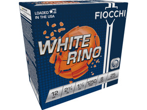 Fiocchi 12WRNO8 Exacta Target White Rino Target 12Gauge 2.75" 1 1/8oz 8Shot 25 Per Box/10 Case