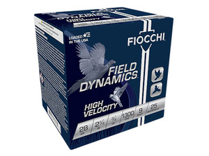 Fiocchi 28HV9 Field Dynamics High Velocity 28Gauge 2.75" 3/4oz 9Shot 25 Per Box/10 Case