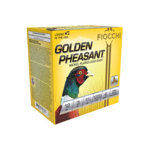 Fiocchi Golden Pheasant 12 Gauge Shotshell Ammunition, 3 Inch, 1200 FPS, 1 1/8 Ounce, #4 Shot - 25 Cartridge Box ( 25 / 1 )
