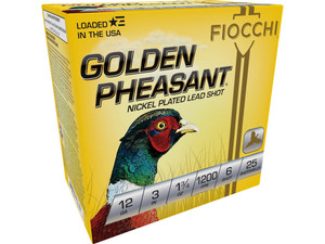 Fiocchi 123GP6 Golden Pheasant 12Gauge 3" 1 3/4oz 6Shot 25 Per Box/10 Case
