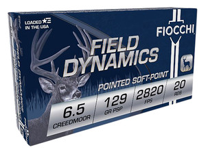 Fiocchi 65CMB Field Dynamics 6.5Creedmoor 129gr Pointed Soft Point 20 Per Box/10 Case