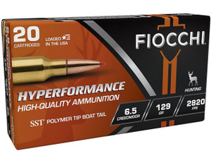 Fiocchi Hyperformance Hunt Hyper Velocity Centerfire Ammunition, 6.5 Creedmoor, Super Shock Tip, 129 Grain - 20 Cartridge Box ( 20 / 1 )