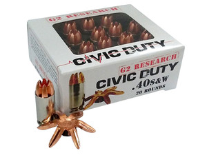 G2 Research G00620 Civic Duty 40S&W 122gr Copper Expansion Projectile 20 Per Box/25 Case
