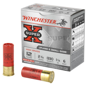 Winchester Super-X High Brass 12 Gauge Shotshell Ammunition, 2 3/4 Inch, 1330 FPS, 1 1/4 Ounce, #6 Shot - 25 Cartridge Box ( 25 / 1 )
