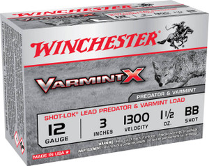 Winchester Varmint X 12 Gauge Shotshell Ammunition, 3 Inch, 1300 FPS, 1 1/2 Ounce, BB Shot - 10 Cartridge Box ( 10 / 1 )
