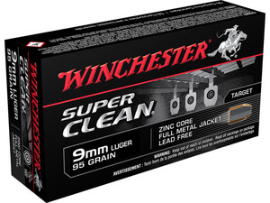 Winchester Ammo W9MMLF Super Clean 9mmLuger 95gr Lead Free Full Metal Jacket 50 Per Box/10 Case