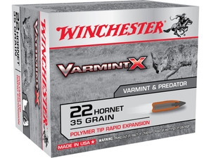 Winchester Ammo X22P Varmint X 22Hornet 35gr Polymer Tip Rapid Expansion 20 Per Box/10 Case
