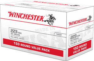 Winchester USA White Box Hyper Velocity Centerfire Ammunition, 223 Remington, Full Metal Jacket, 55 Grain - 150 Cartridge Box ( 150 / 1 )
