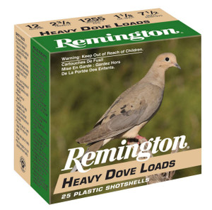 Remington Heavy Dove Load 12 Gauge Shotshell Ammunition, 2 3/4 Inch, 1255 FPS, 1 1/8 Ounce, #7 1/2 Shot - 25 Cartridge Box ( 25 / 1 )