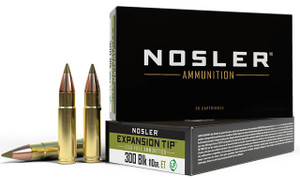 Nosler Expansion Tip Hyper Velocity Centerfire Ammunition, 300 Blackout, E-Tip Lead-Free, 110 Grain - 20 Cartridge Box ( 20 / 1 )