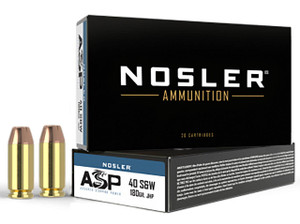 Nosler ASP Subsonic Centerfire Ammunition, 40 Smith & Wesson, Jacketed Hollow Point, 180 Grain - 50 Cartridge Box ( 50 / 1 )