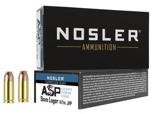 Nosler 51325 Assured Stopping Power Handgun 9mmLuger 147gr Jacketed Hollow Point 50 Per Box/10 Case
