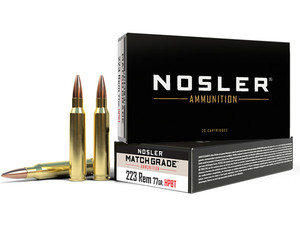 Nosler 60011 Match Grade 223Rem 77gr Custom Competition Hollow Point Boat Tail 20 Per Box/20 Case