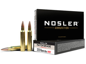 Nosler 60023 Match Grade 223Rem 69gr Custom Competition Hollow Point Boat Tail 20 Per Box/20 Case