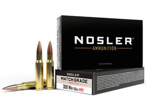 Nosler 60052 Match Grade 308Win 155gr Custom Competition Hollow Point Boat Tail 20 Per Box/10 Case