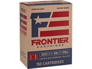 Frontier Cartridge FR1015 Military Grade Centerfire Rifle 223Rem 55gr Full Metal Jacket 150 Per Box/8 Case