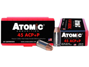 Atomic Ammunition 00433 Pistol Precision Craft 45ACP +P 230gr Bonded Match Hollow Point 50 Per Box/10 Case