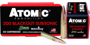 Atomic Ammunition 00465 Rifle Subsonic 300 Blackout 220 gr Hollow Point Boat Tail 50 Per Box 10 UPC: 858767004652